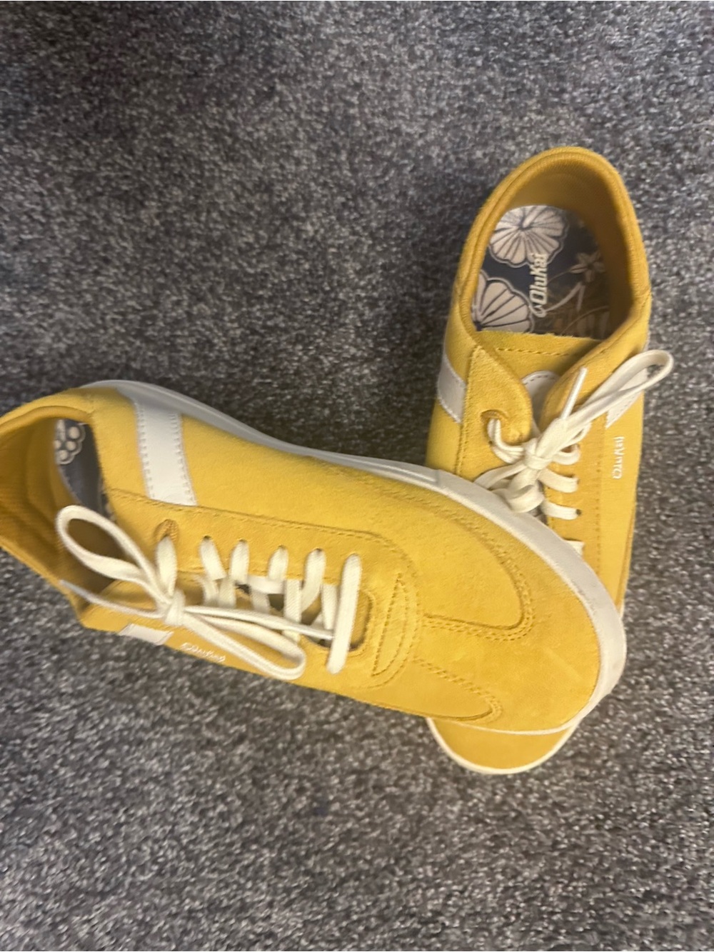 OluKai Yellow Suede Sneakers with Cream Accents